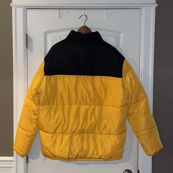 H&M Men’s Yellow/Black Full-Zip Nuptse Puffer Jacket - Picture 2 of 4